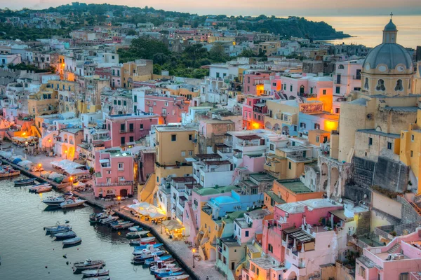 Sonnenuntergang Von Marina Corricella Auf Der Italienischen Insel Procida — Stockfoto
