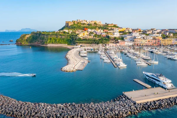 Veduta Aerea Barche Ormeggio Presso Porto Turistico Procida Italia — Foto Stock