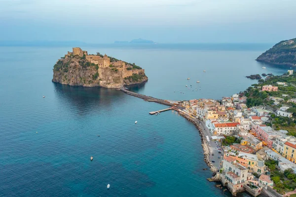 stock image Seaside view of Porto d'Ischia town at Ischia island, Italy.