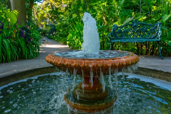 意大利伊斯奇亚Giardini Mortella花园的喷泉 — 图库照片