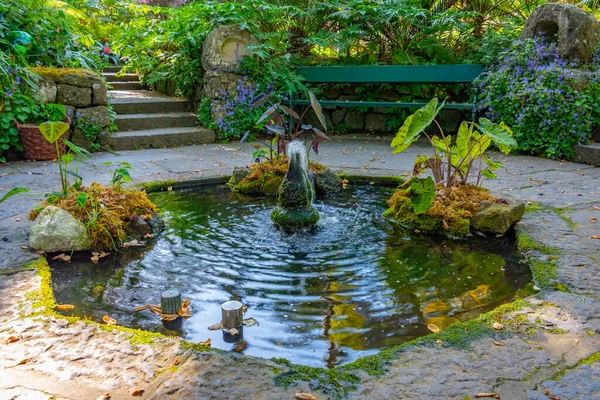 イタリア イスキアのGiardini Mortella庭園で噴水 — ストック写真