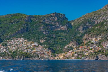 İtalya 'nın Positano kentinin Panorama manzarası.