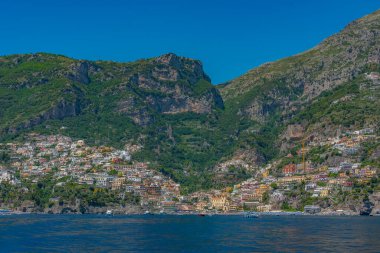 İtalya 'nın Positano kentinin Panorama manzarası.
