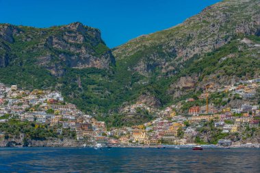 İtalya 'nın Positano kentinin Panorama manzarası.