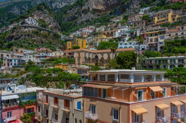 İtalya 'nın Positano kentinin Panorama manzarası.