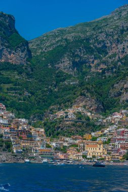 İtalya 'nın Positano kentinin Panorama manzarası.