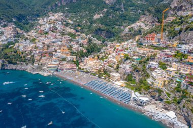 İtalya Positano 'da Costiera Amalfitana Panoraması.