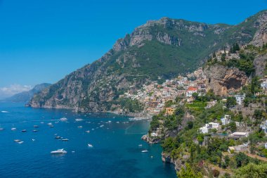 İtalya 'nın Positano kentinin Panorama manzarası.