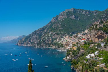 İtalya 'nın Positano kentinin Panorama manzarası.