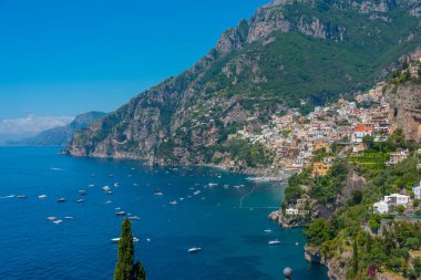 İtalya 'nın Positano kentinin Panorama manzarası.