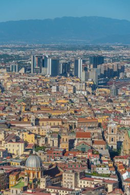 İtalya 'daki Napoli şehir merkezinin hava manzarası.