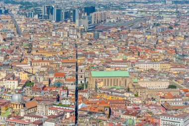 İtalya 'daki Napoli şehir merkezinin hava manzarası.