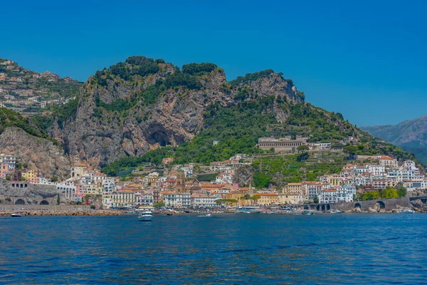 stock image Panorama view of Amalfi town in Italy.