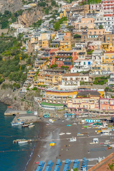 Luchtfoto Van Positano Strand Italië — Stockfoto
