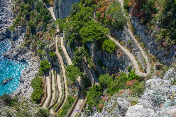 stock image Via Krupp bending around the rocky landscape of Italian island Capri.