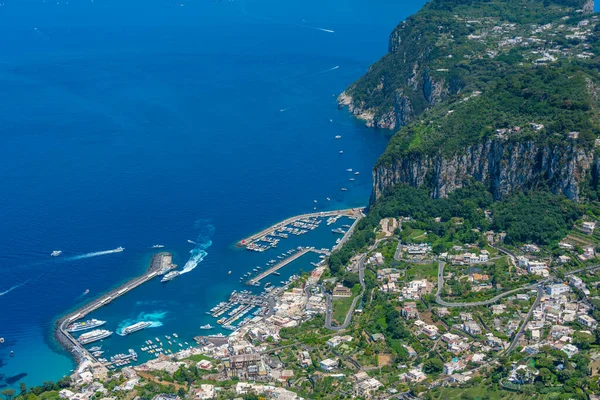 Widok Lotu Ptaka Marina Grande Włoską Wyspę Capri — Zdjęcie stockowe