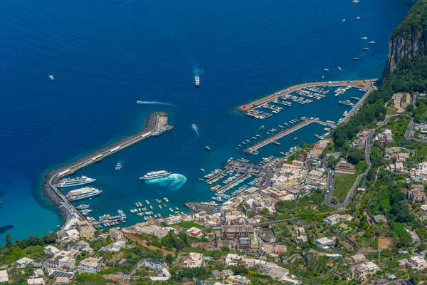 Letecký Pohled Marinu Grande Italském Ostrově Capri — Stock fotografie