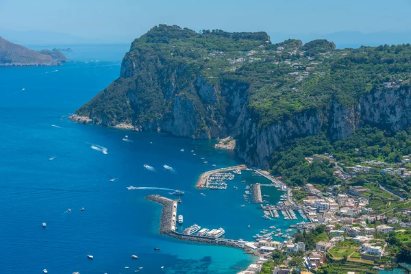 stock image Aerial view of Marina Grande at the Italian island Capri.