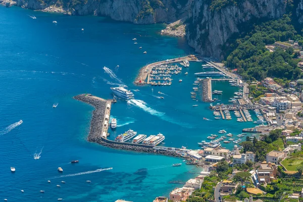 Luchtfoto Van Marina Grande Het Italiaanse Eiland Capri — Stockfoto