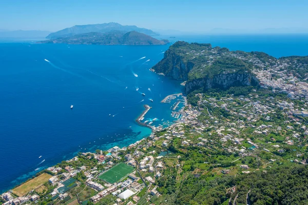 stock image Aerial view of Marina Grande at the Italian island Capri.