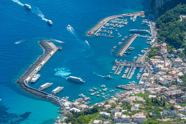 Letecký Pohled Marinu Grande Italském Ostrově Capri — Stock fotografie