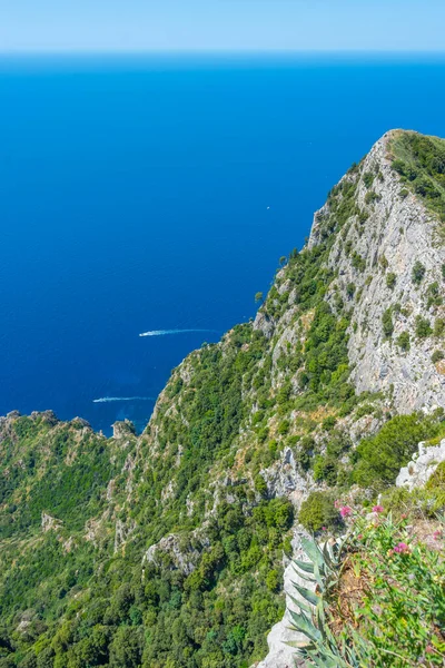 Klify Pod Monte Solaro Włoskiej Wyspie Capri — Zdjęcie stockowe