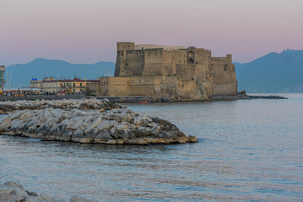 Castel dell'Ovo situated in the bay of Naples, Italy.