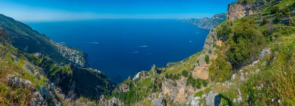 Naturlandskap Costiera Amalfitana Kustlinje Sett Från Sentiero Degli Dei Vandringsled — Stockfoto