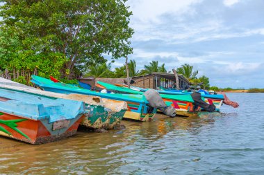 Sri Lanka 'daki Kalpitiya sahilinde balıkçı teknesi.