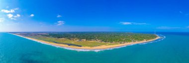 Sri Lanka 'daki Moorkkam plajının hava manzarası..