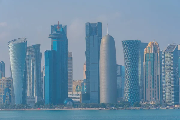 Skyline Doha Πρωτεύουσα Του Κατάρ — Φωτογραφία Αρχείου