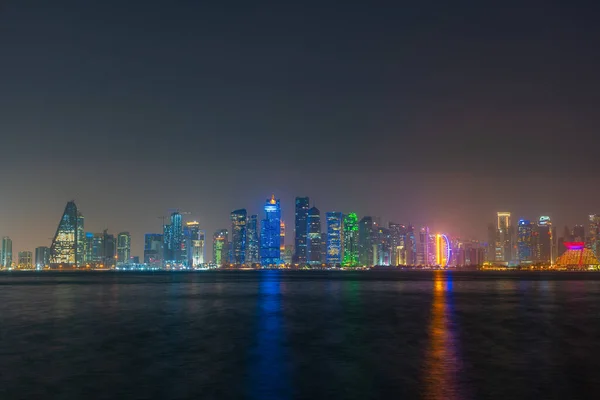 Нічний Вид Небо Дохи Столиці Катару — стокове фото