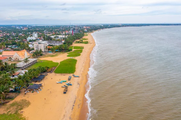 Sri Lanka Daki Negombo Plajının Havadan Görüntüsü — Stok fotoğraf