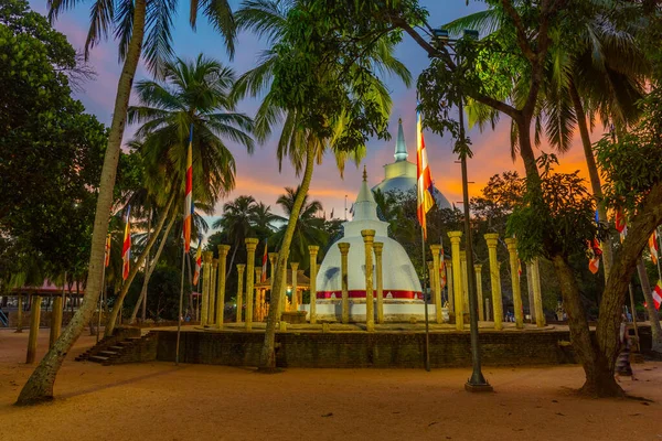 stock image Night view of Ambasthala Dagaba at Mihintale buddhist site in Sri Lanka.