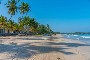 Trincomalee, Sri Lanka 'daki Uppuveli Plajı' nda güneşli bir gün.