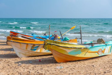 Fishing boats at Trincomalee, Sri Lanka. clipart