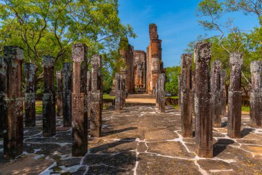 Sri Lanka 'daki Polonnaruwa harabelerinde Hevisi Mandapaya.
