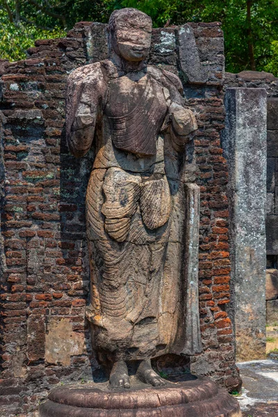 Statyer Vid Hatadage Vid Fyrhörningen Polonnaruwa Ruiner Sri Lanka — Stockfoto