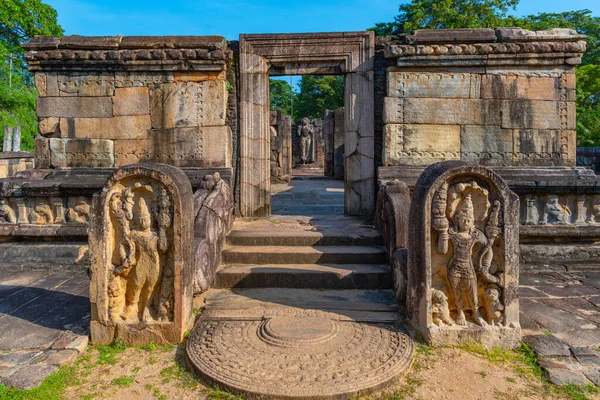 Standbeelden Bij Hatadage Vierhoek Van Polonnaruwa Ruïnes Sri Lanka — Stockfoto