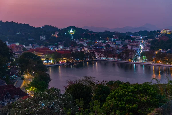 Noční Letecký Pohled Kandy Srí Lanka — Stock fotografie
