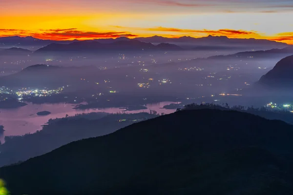 stock image Sunrise view over Sri Lanka from Adam's peak.