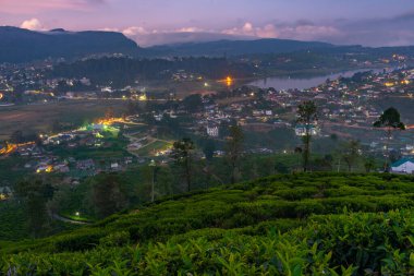 Nuwara Eliya 'nın Sri Lanka' daki günbatımı görüntüsü.