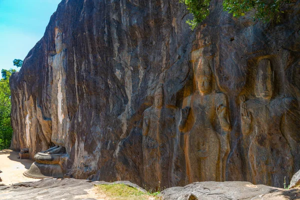 Buddha Statues Carved Stone Buduruwagala Ancient Site Sri Lanka — Stock Photo, Image