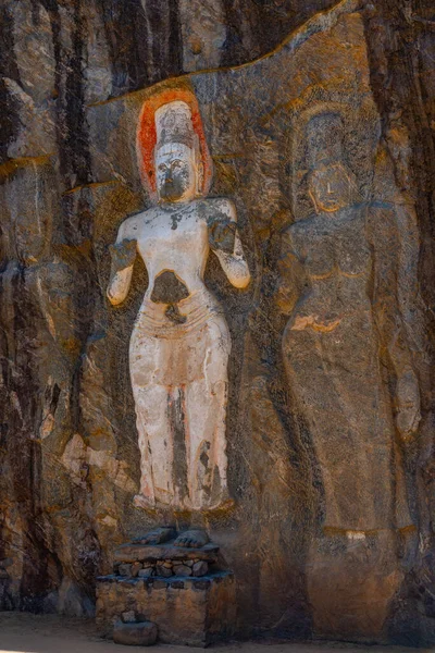 Posągi Buddy Wyryte Kamieniu Buduruwagala Starożytnego Miejsca Sri Lance — Zdjęcie stockowe