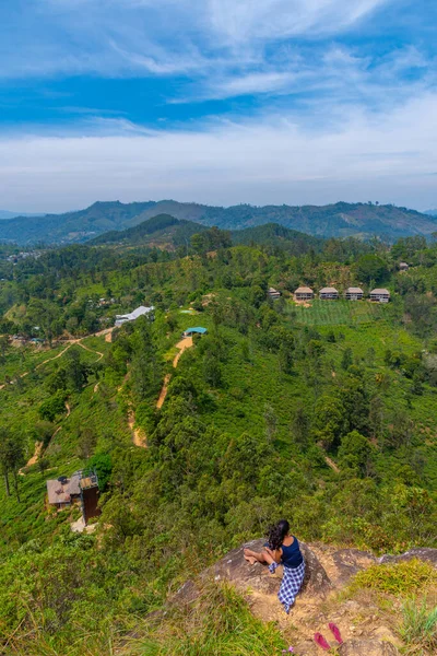 Чайная Плантация Вокруг Вершины Маленького Адама Элле Шри Ланка — стоковое фото