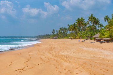 Sri Lanka 'daki Medaketyia plajında güneşli bir gün.