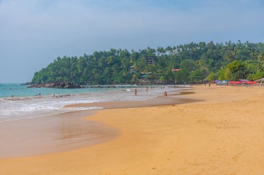Sri Lanka 'da güneşli bir günde Mirissa plajı.