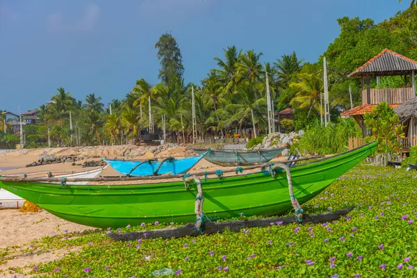 Bărci Pescuit Plaja Marakolliya Sri Lanka — Fotografie, imagine de stoc