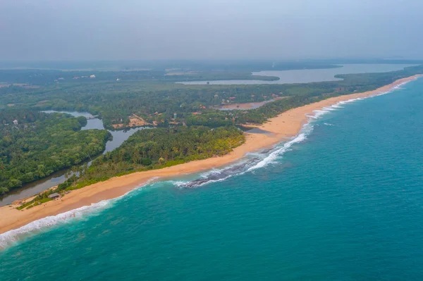 Zonsondergang Luchtfoto Van Marakolliya Strand Sri Lanka — Stockfoto