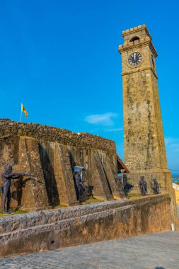 Galle Kalesi saat kulesi askeri kalelere bakıyor, Sri Lanka.